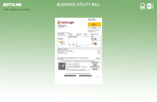 модерен стил Сингапур Пацифик Light Шаблон за деловна сметка за електрична енерг
